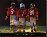 Winners Never Quit - Football Stretched Canvas Print