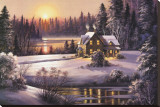 Winter Sunset Stretched Canvas Print by Dubravko Raos
