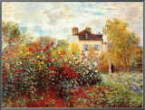 The Artist's Garden in Argenteuil Framed Canvas Print by Claude Monet