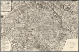 Plan de la Ville de Paris, 1715 Framed Canvas Print by Nicolas De Fer