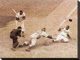 Jackie Robinson Stealing Home, May 18, 1952 Stretched Canvas Print by Nat Fein