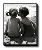 Kids Kissing Stretched Canvas Print