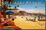 Waikiki Beach Stretched Canvas Print by Kerne Erickson