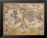 Antique Map, Globe Terrestre, 1690 Kunst van Vincenzo Coronelli