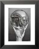 Mains avec sphère Poster par M. C. Escher