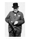 Winston Churchill with Tommy Gun Art