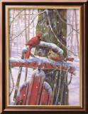 Red Sled with Cardinals Affiches par Donna Race