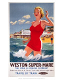 Weston-Super-Mare, the Smile in Smiling Somerset, Girl in Red, Pier in Background Poster