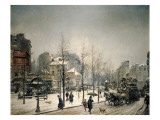 Snowy Boulevard Clichy Giclee Print by Ramon Marti Alsina