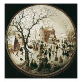 A Winter Scene with Skaters Near a Castle Giclee Print by Hendrik Avercamp