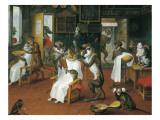 Barber's Shop with Monkeys and Cats Giclee Print by Abraham Teniers