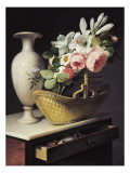 Bouquet of Lilies and Roses in a Basket Giclee Print by Antoine Berjon