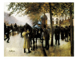 The Boulevards, Evening in Front of the Cafe Napolitain Giclee Print by Jean Beraud