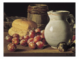 Still Life with Plums, Black Figs and Bread Giclee Print by Luís Meléndez O Menéndez