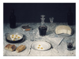 Still Life with Eggs, Bread, Cheese and Wine Giclee Print by Agostino Jose Da Mota