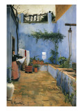 The Blue Courtyard Giclee Print by Santiago Rusinol