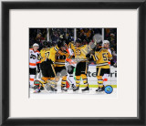 Johnny Boychuk, Mark Recchi, David Krejci,Patrice Bergeron, & Derek Morris Celebrate Recchi's Goal Framed Photographic Print