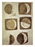 Depiction of the Different Phases of the Moon Viewed from the Earth Giclee Print by Galileo 