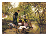 The Washerwomen Giclee Print by Joaquim Vayreda I Vila