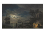 Night: a Port in the Moonlight Giclée-Druck von Joseph Vernet