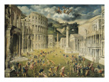 Gladiators Fighting Giclée-Druck von Paris Bordone