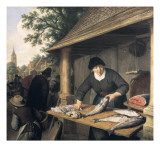 A Woman Selling Fish Giclee Print by Adrien Van Ostade