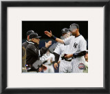 Yogi Berra, Derek Jeter, & Joe Girardi 2010 Yankees World Series Ring Ceremony Framed Photographic Print