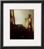 Woman with a Pearl Necklace, c.1664 Prints by Jan Vermeer