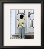 Boy Knocking on Door Print by Nora Hernandez