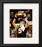 Drew Brees 2009 With NFC Championship Trophy Framed Photographic Print