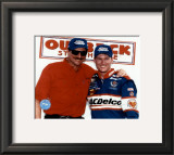 Dale Sr And Dale Jr  With Outback Steakhouse Sign In Background Framed Photographic Print