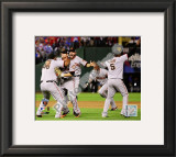 Pablo Sandoval, Freddy Sanchez, Cody Ross, Edgar Renteria, & Juan Uribe Celebrate Game Five of the Framed Photographic Print