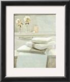 Towels and Flowers on Shelf Poster by David Col