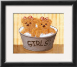 Two Bears in Girl Bucket Art by Catherine Becquer