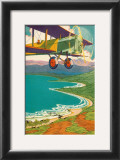 Biplane Over the Coastline Print by Lucille Webster Holling