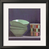 Vaisselle Sur Fond Bleu Print by Claudine Picard