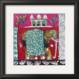 Pink Elephant with Lilies II Prints by Relton & Marine 