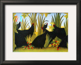Hens with Strawberries Print by Geneviève Jost