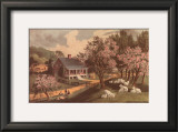 American Homestead Spring Print by Currier & Ives 