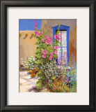 Hollyhocks and Lace Curtain Print by Dale Amburn