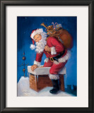 Santa in Chimney Poster by Susan Comish