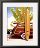 Long Board and Ford Poster by Evelyn Jenkins Drew
