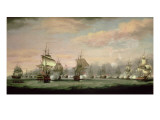 Comte De Grasse's Action at Frigate Bay, St. Kitts, 26th January 1782, Against Sir Samuel Hood reproduction procédé giclée par Thomas Whitcombe