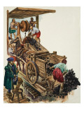 A Tallyman Notches Up How Many Loads of Coal Leave the Mine as a Miner Fills a Cart Giclee Print by Peter Jackson