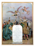 Ritz Restaurant Menu, Depicting a Group of Elegant 18th Century Men and Women Drinking Champagne Giclee Print by Maurice Leloir
