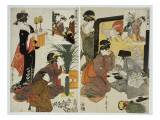 Two Scenes from the Series 'Loyal League' Depicting Everyday Life of an Edo Period Household Giclee Print by Utamaro Kitagawa 