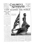 Britannia Looks Out Upon the World as the Shadows Fall, Front Page of 'The Children's Newspaper' Giclée-Druck von English School 