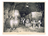 Pouring the Wine into the Barrels, from 'Le France Vinicole', Pub. by Moet and Chandon, Epernay Giclee Print by E.M. Choque