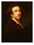 Self-Portrait, Half Length, Looking over His Shoulder, in a Brown Coat and White Shirt, C.1750-52 Giclee Print by Joshua Reynolds