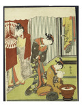 Figures in an Interior, a Courtesan Looking at Her Shinzo Who Is Reading a Love Letter Lámina giclée por Suzuki Harunobu